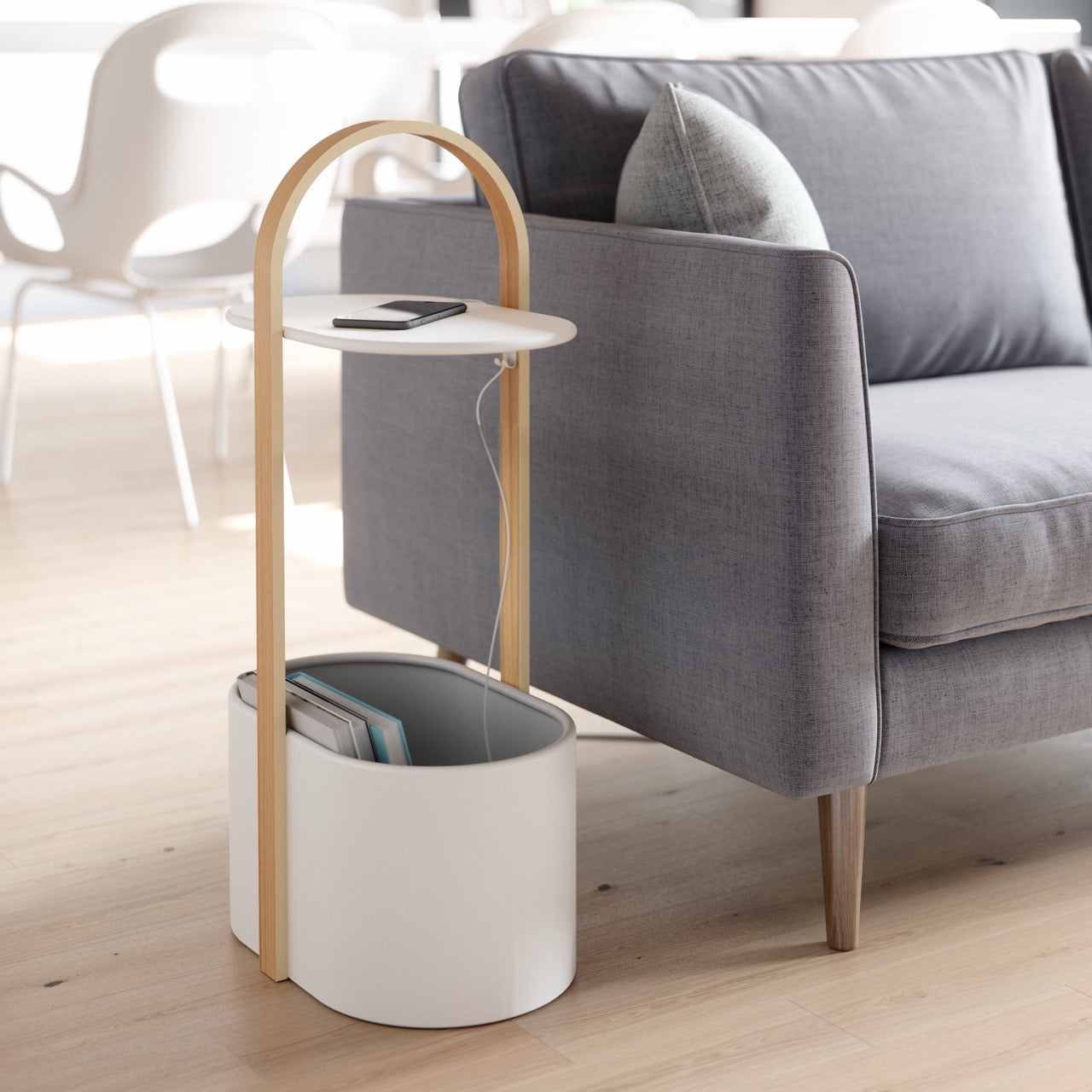Umbra Bellwood Storage Table White & Natural