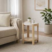 Ashton Side Table White and Natural