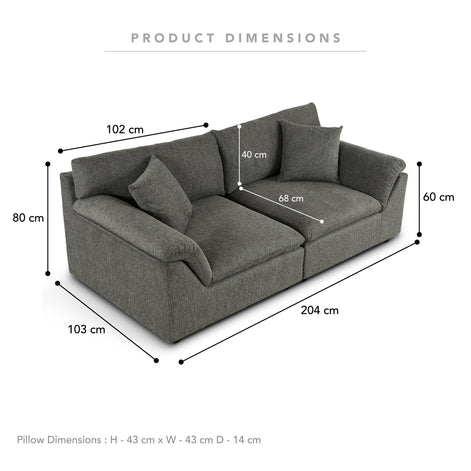 Emery 2 Seater Modular Sofa Grey