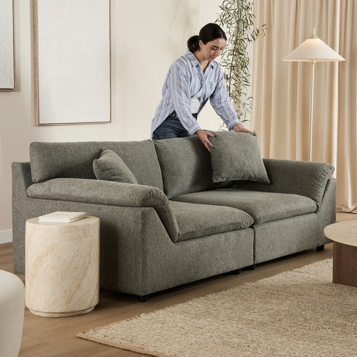 Emery 2 Seater Modular Sofa Grey