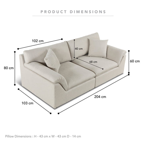Emery 2 Seater Modular Sofa Oat