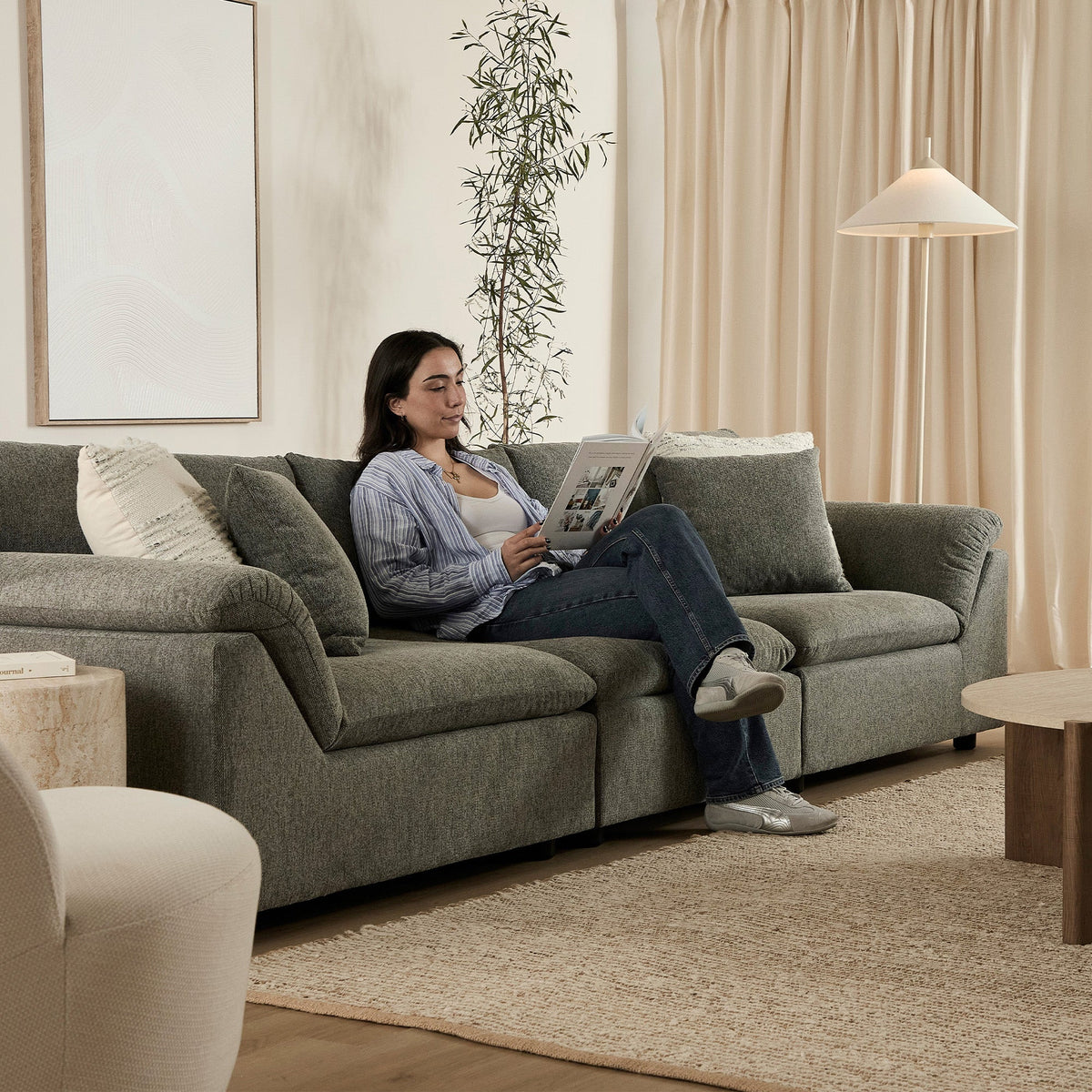 Emery 3 Seater Modular Sofa Grey