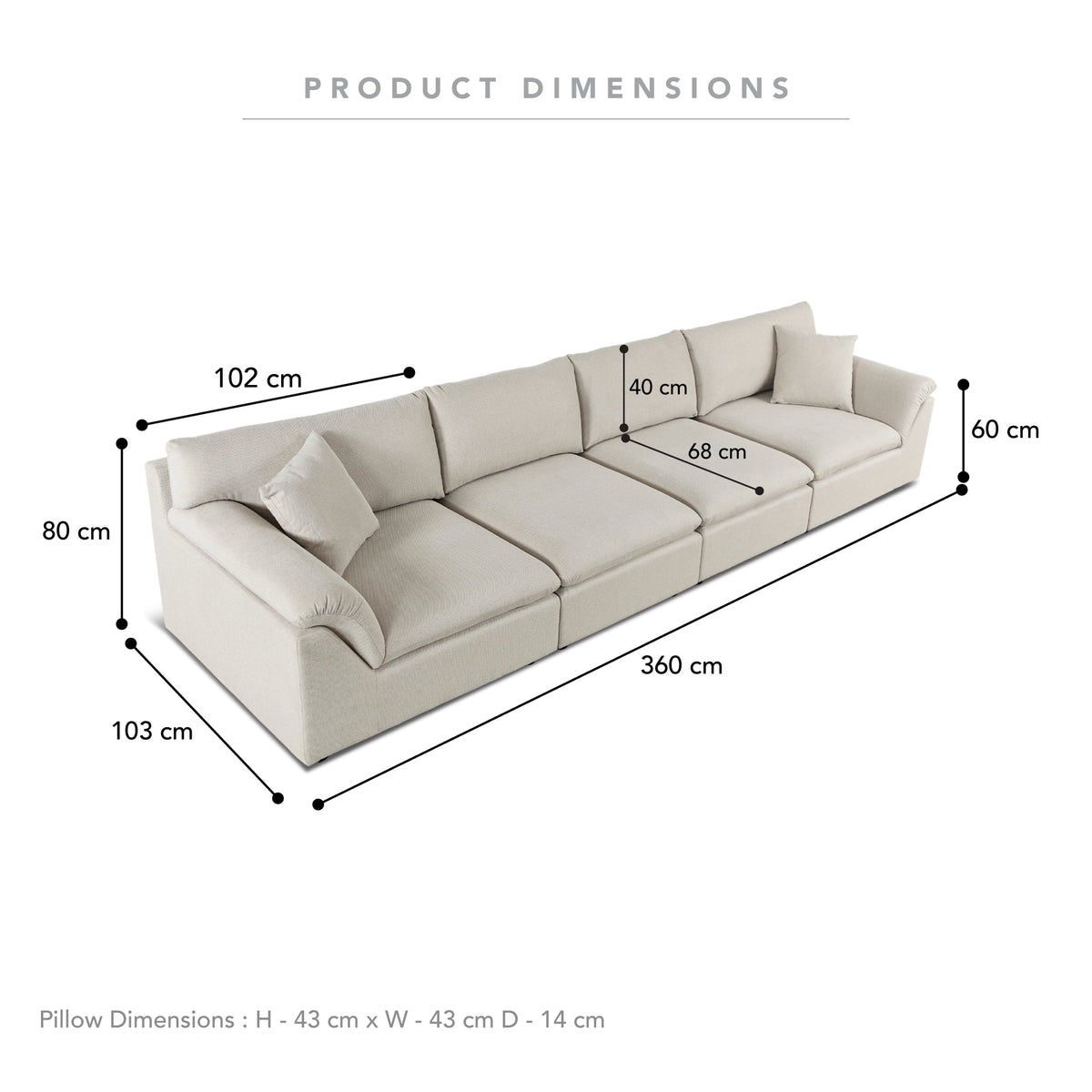 Emery 4 Seater Modular Sofa Oat