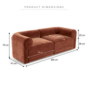 Tully 2 Seater Modular Sofa Cinnamon