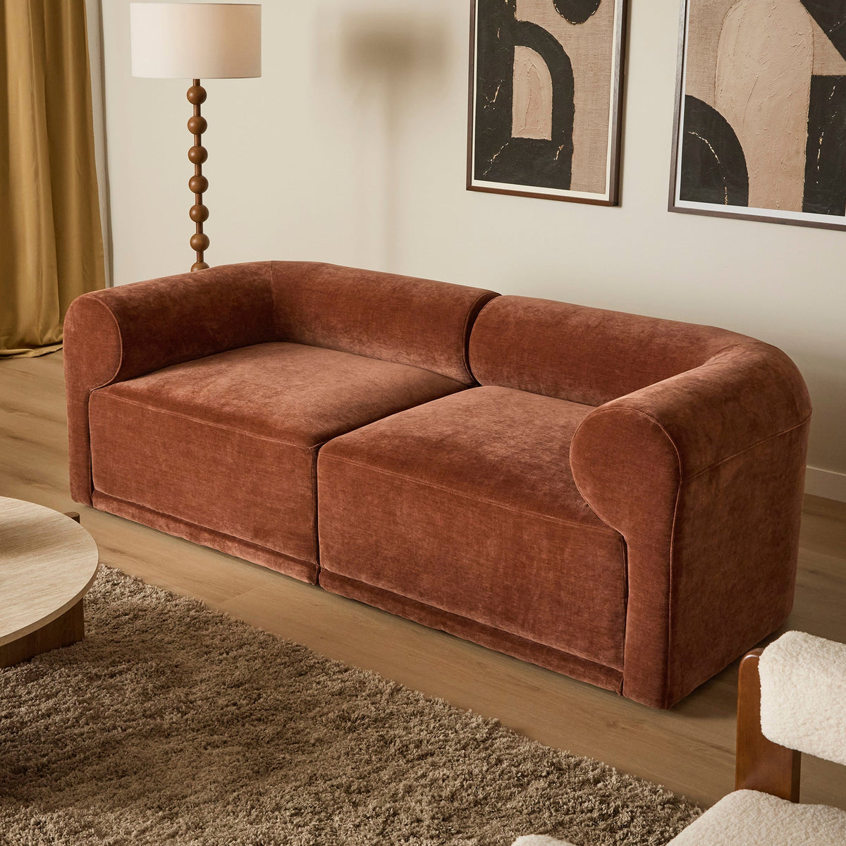 Tully 2 Seater Modular Sofa Cinnamon
