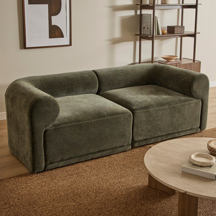 Tully 2 Seater Modular Sofa Olive