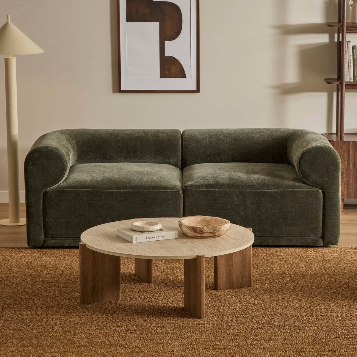 Tully 2 Seater Modular Sofa Olive