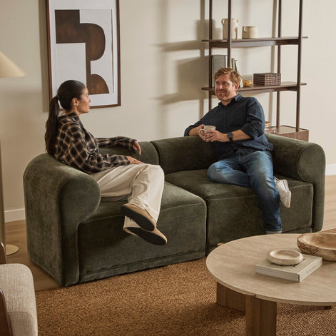 Tully 2 Seater Modular Sofa Olive