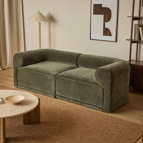 Tully 2 Seater Modular Sofa Olive