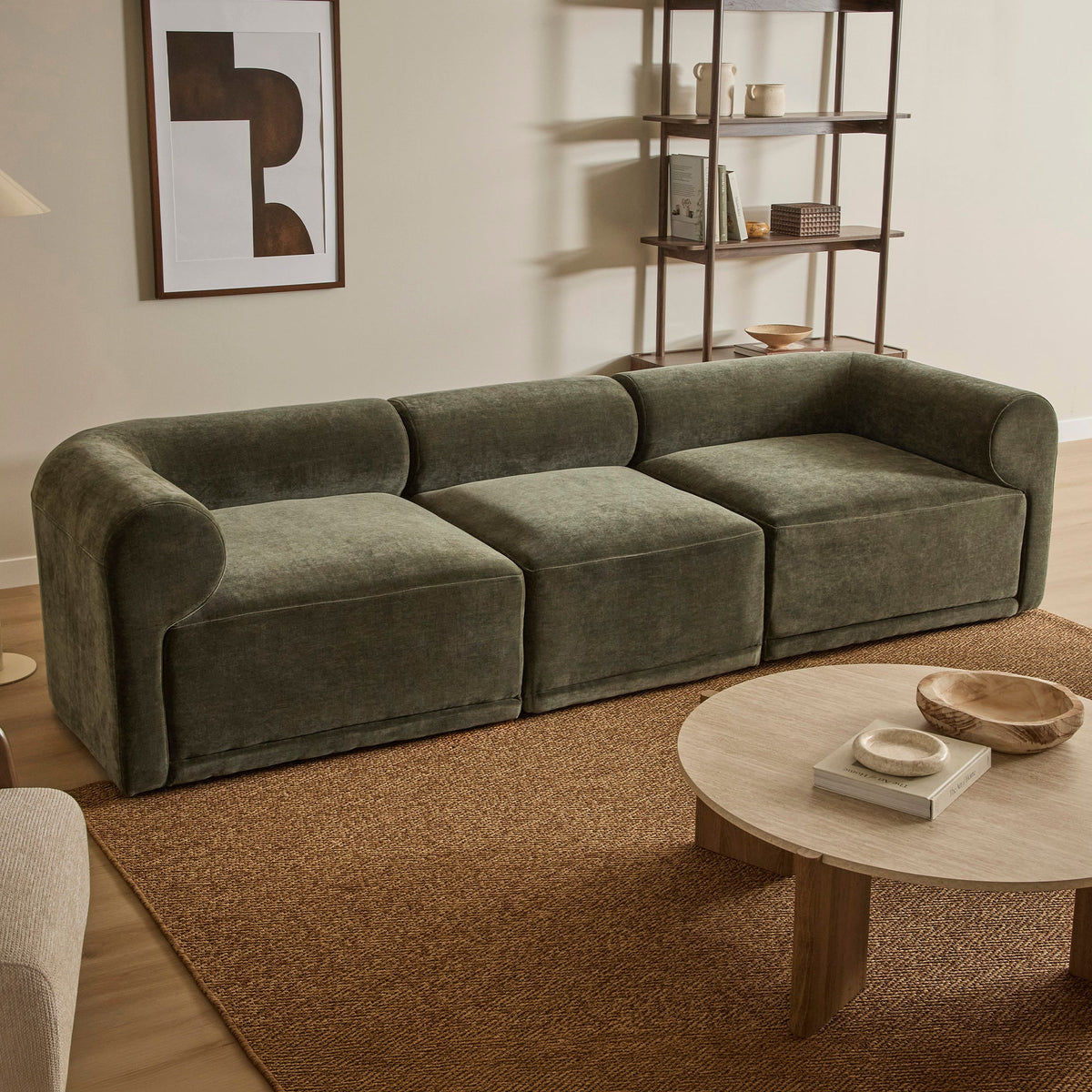 Tully 3 Seater Modular Sofa Olive