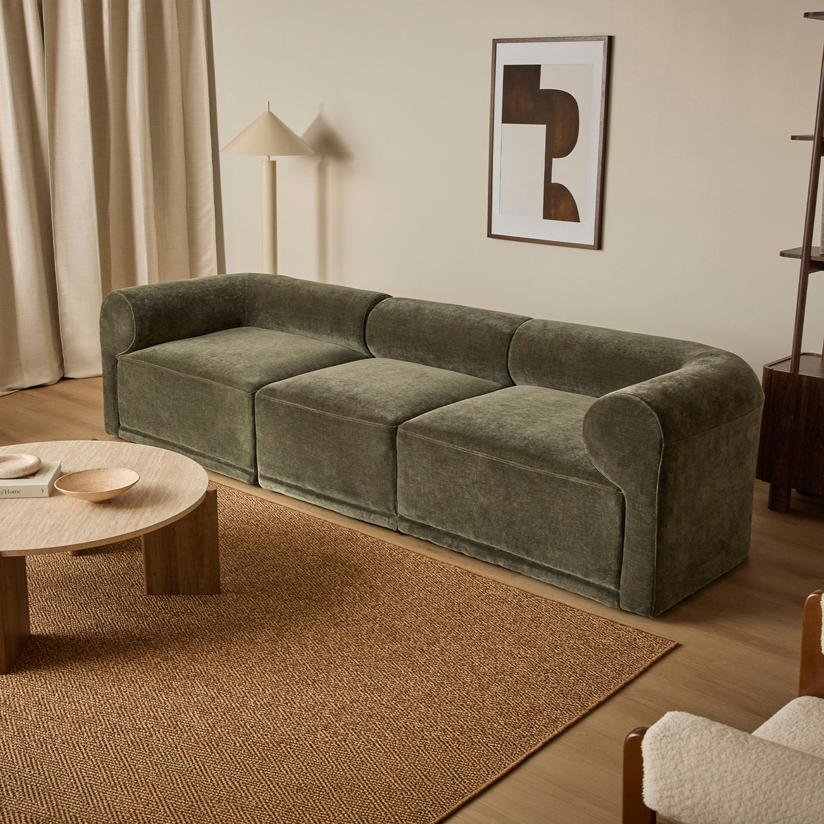 Tully 3 Seater Modular Sofa Olive