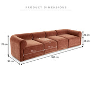 Tully 4 Seater Modular Sofa Cinnamon