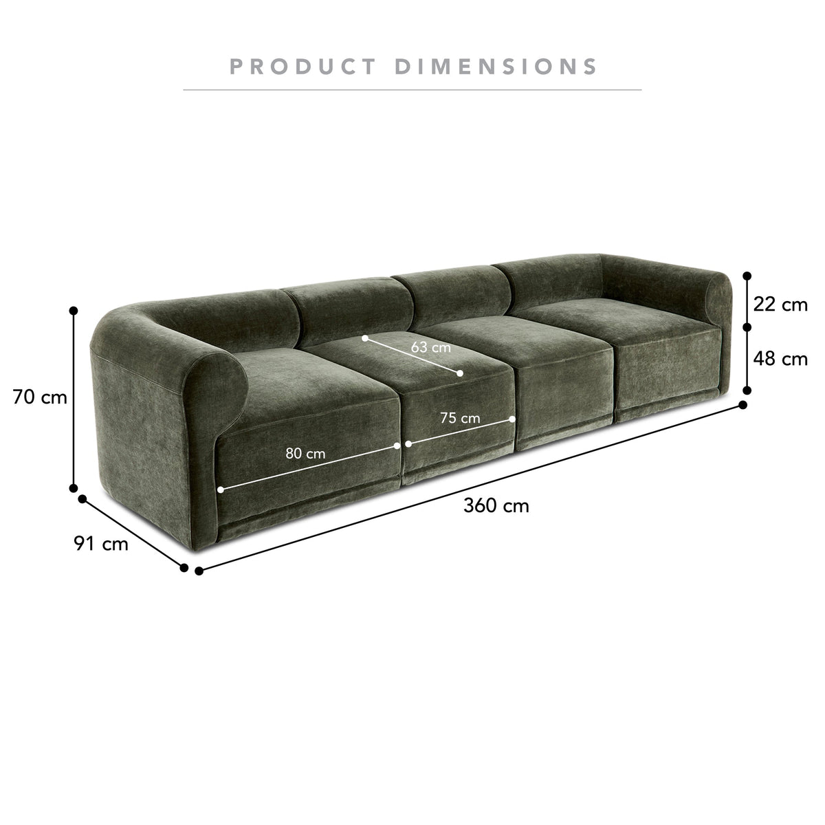 Tully 4 Seater Modular Sofa Olive