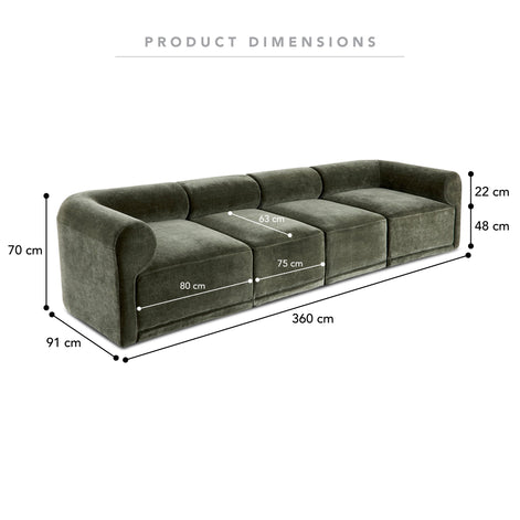 Tully 4 Seater Modular Sofa Olive