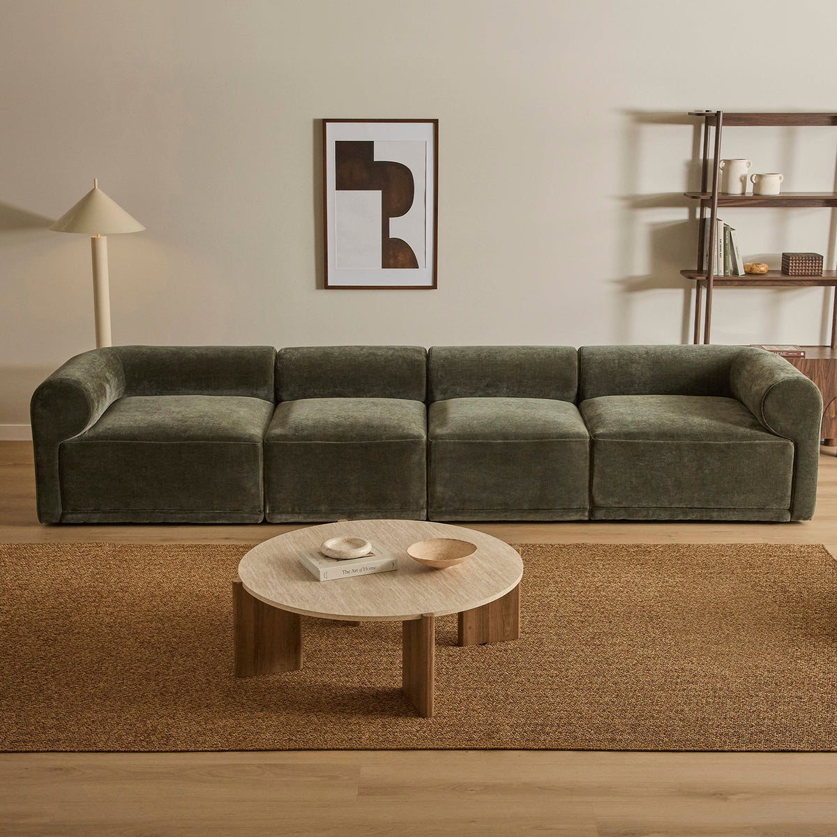 Tully 4 Seater Modular Sofa Olive