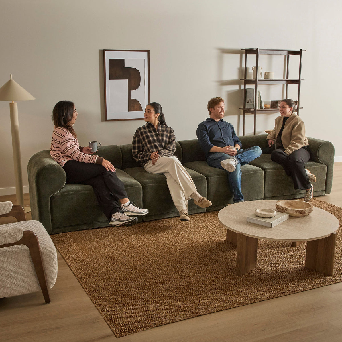Tully 4 Seater Modular Sofa Olive
