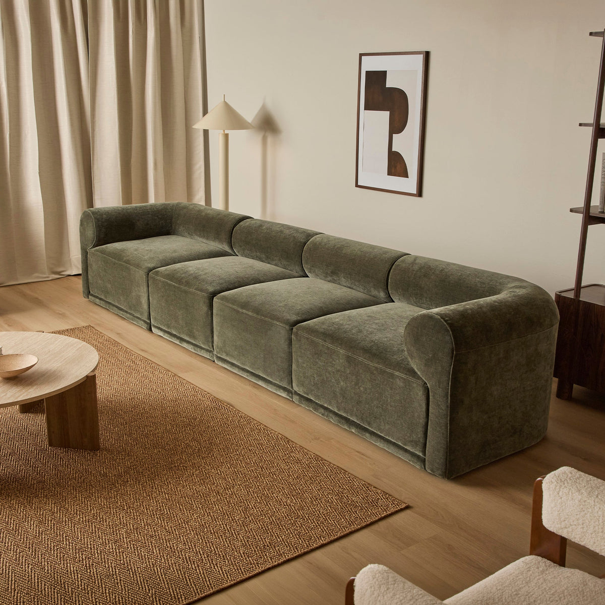 Tully 4 Seater Modular Sofa Olive