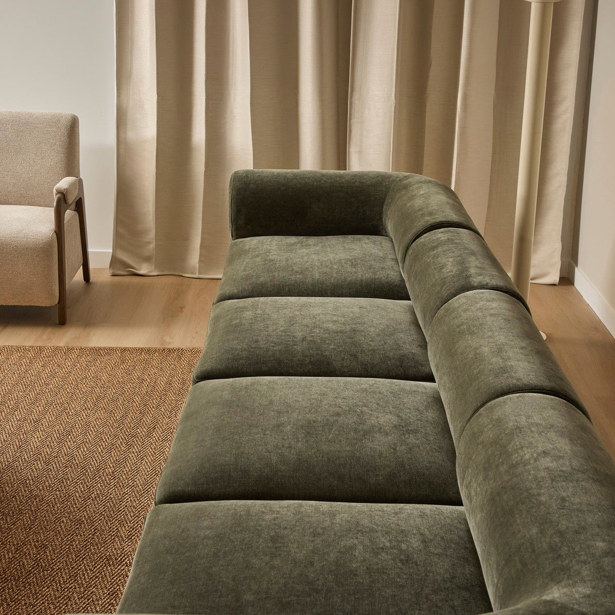 Tully 4 Seater Modular Sofa Olive