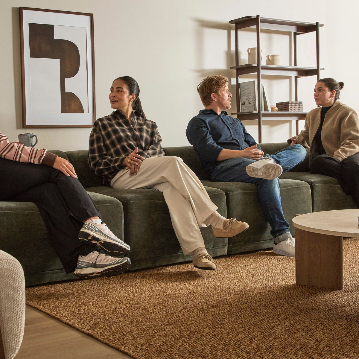 Tully 4 Seater Modular Sofa Olive