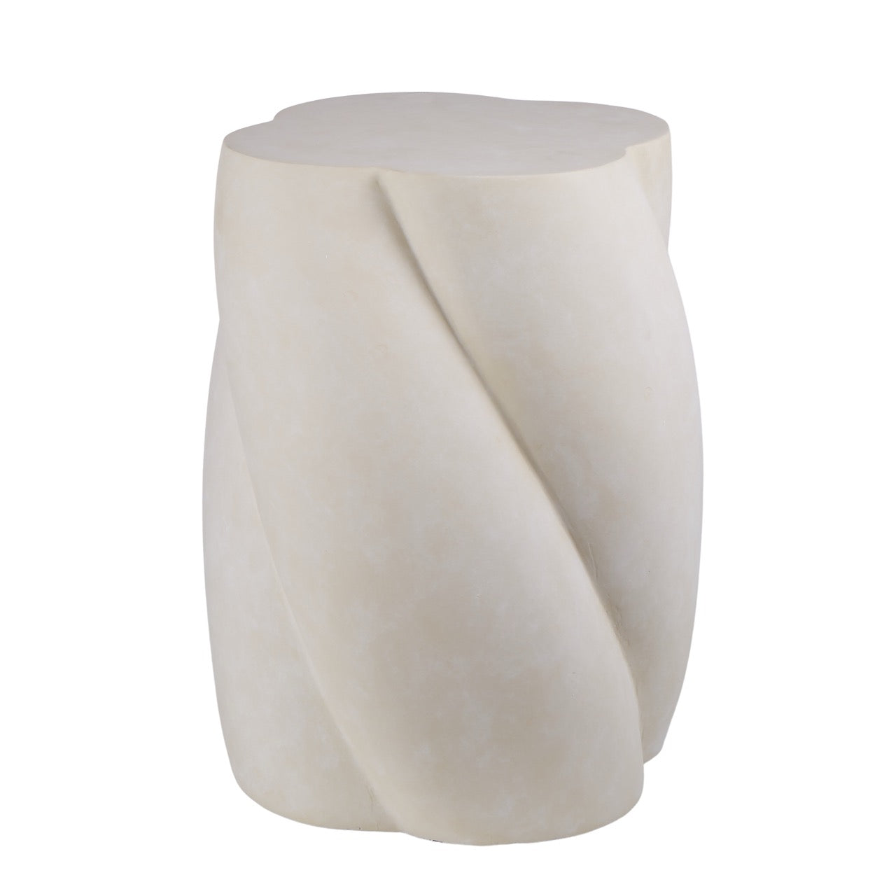 Swirled Cement Stone Wash Side Table White