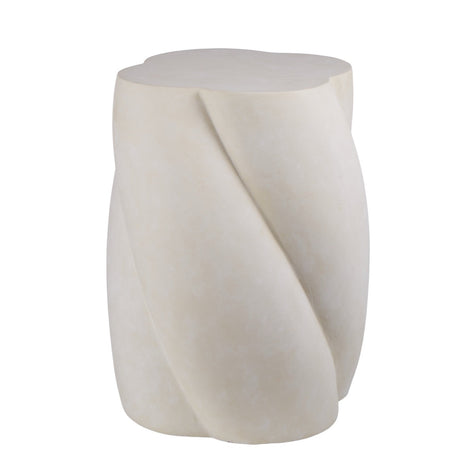 Swirled Cement Stone Wash Side Table White