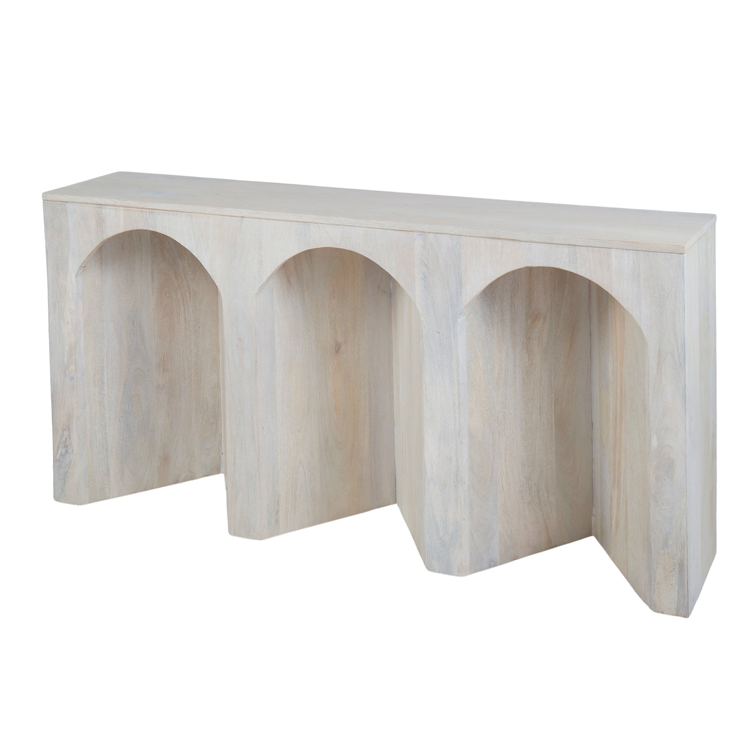 Arch Wood Console Table White Wash