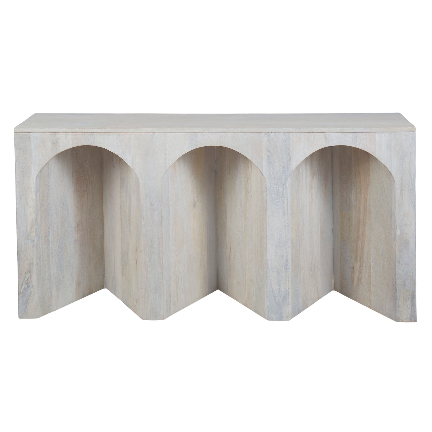 Arch Wood Console Table White Wash