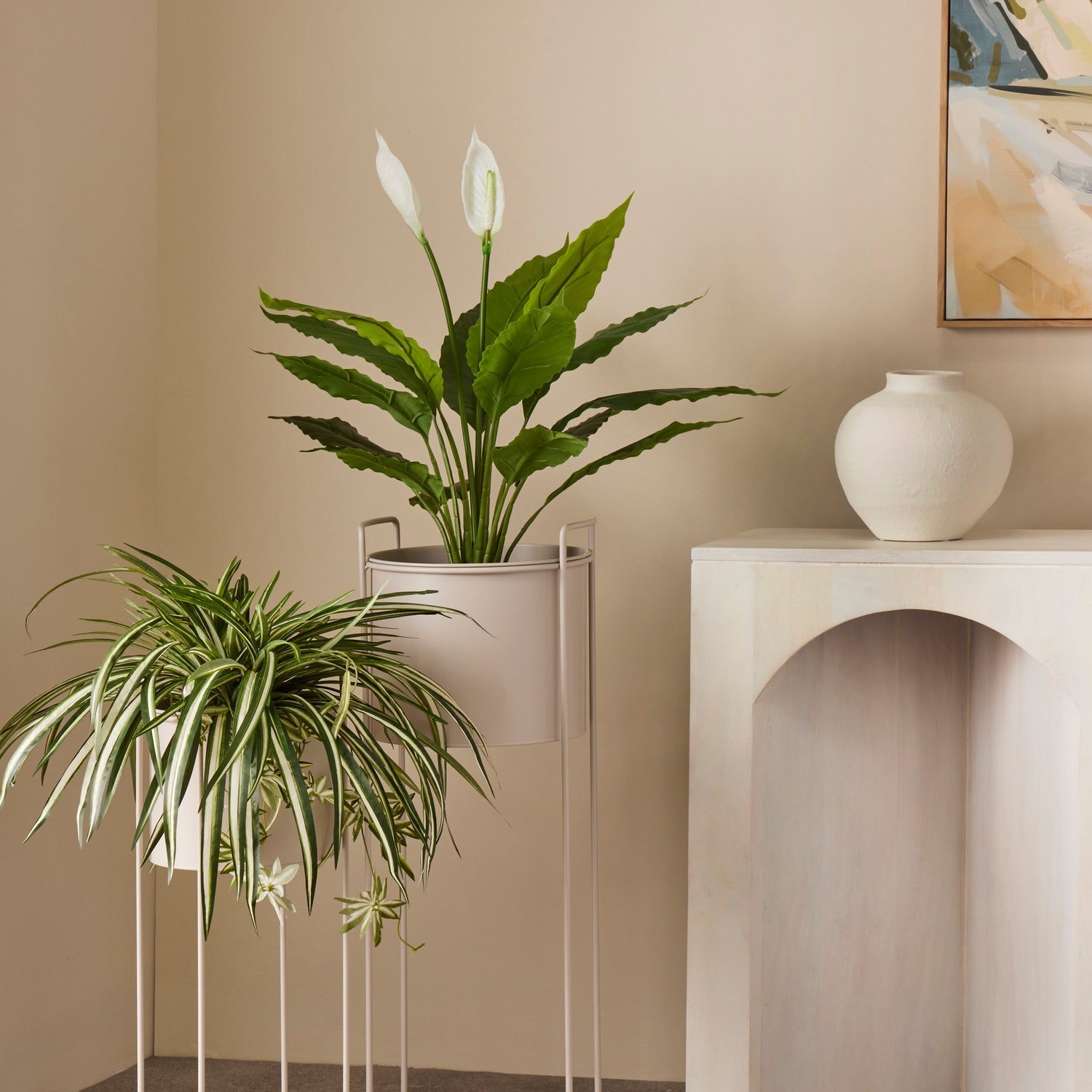 Arch Wood Console Table White Wash
