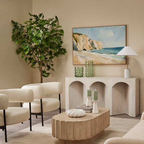 Arch Wood Console Table White Wash