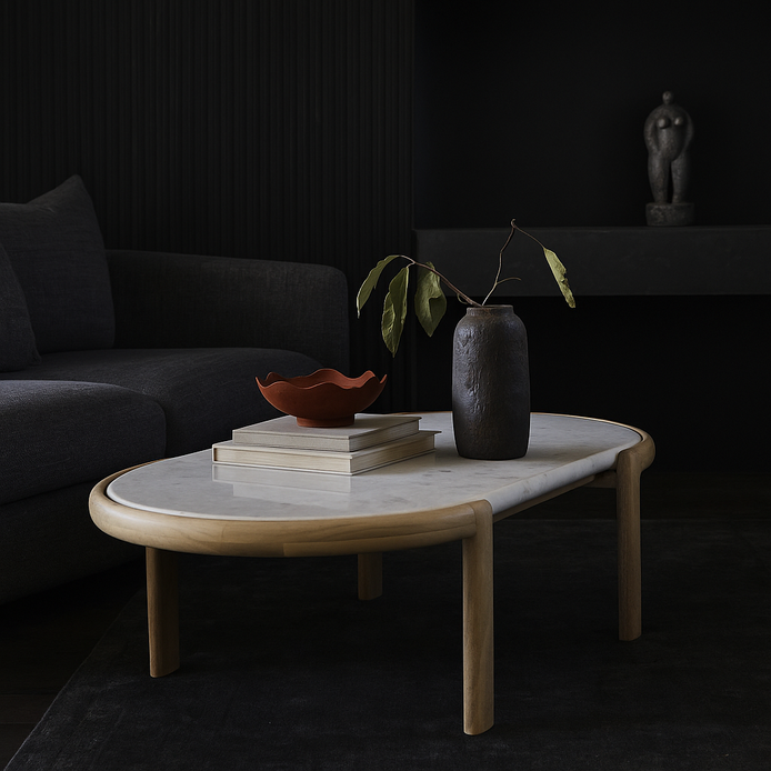 Ashton Coffee Table White & Natural