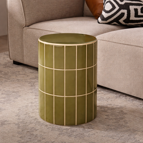 Boyd Ceramic Tile Stool Olive