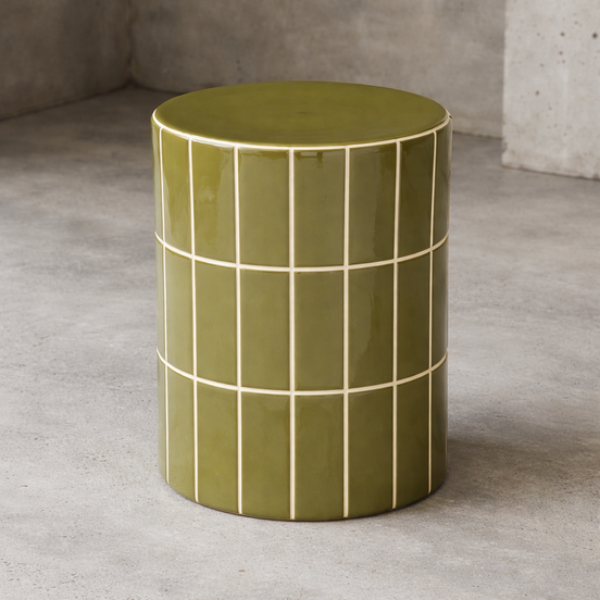 Boyd Ceramic Tile Stool Olive
