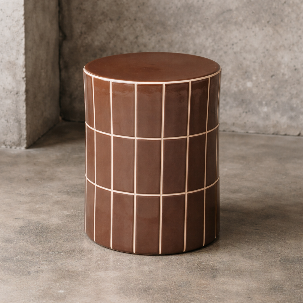 Boyd Ceramic Tile Stool Chocolate