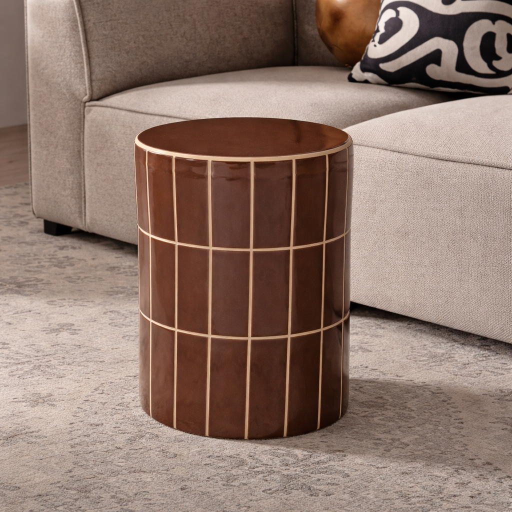 Boyd Ceramic Tile Stool Chocolate
