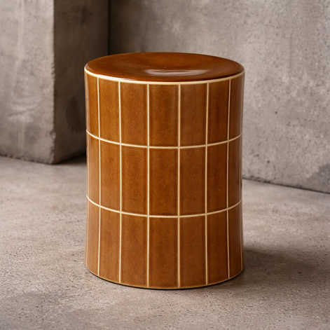 Boyd Ceramic Tile Stool Tan
