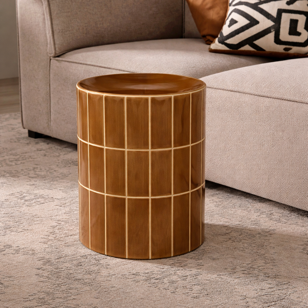 Boyd Ceramic Tile Stool Tan