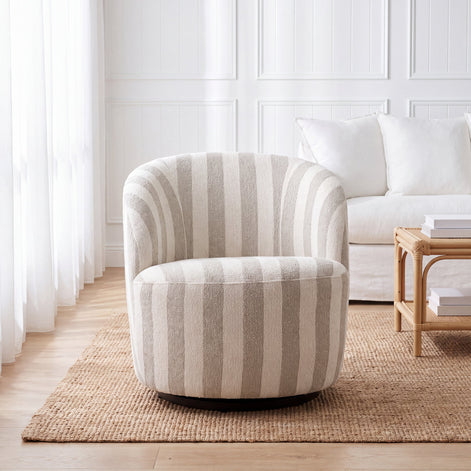 Sadie Swivel Armchair Natural Stripe