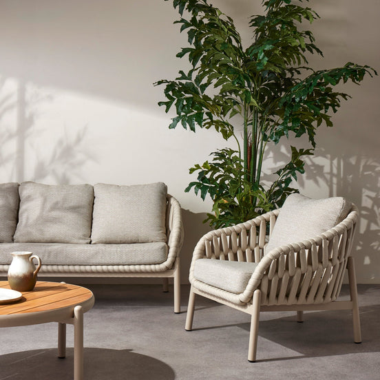 Elwood Outdoor 3 Seater Sofa Cream