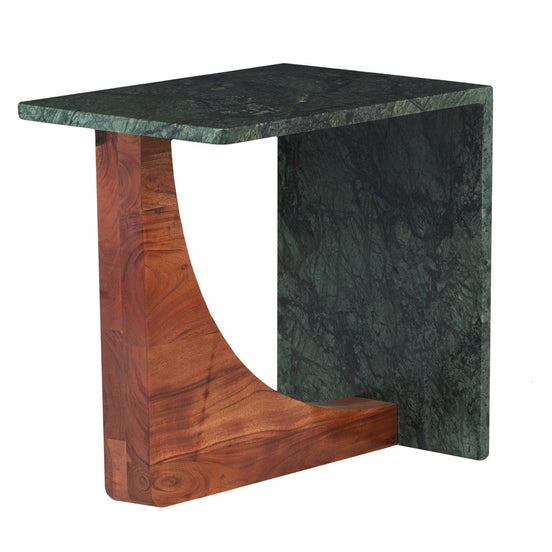 Blaire Side Table Green & Walnut