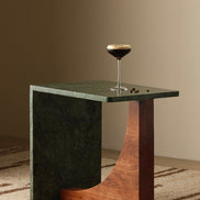 Blaire Side Table Green & Walnut