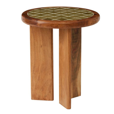 Tegola Tile/Wood Side Table 44x50cm Grn