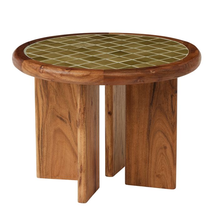 Tegola Tile/Wood Side Table 54x40cm Grn