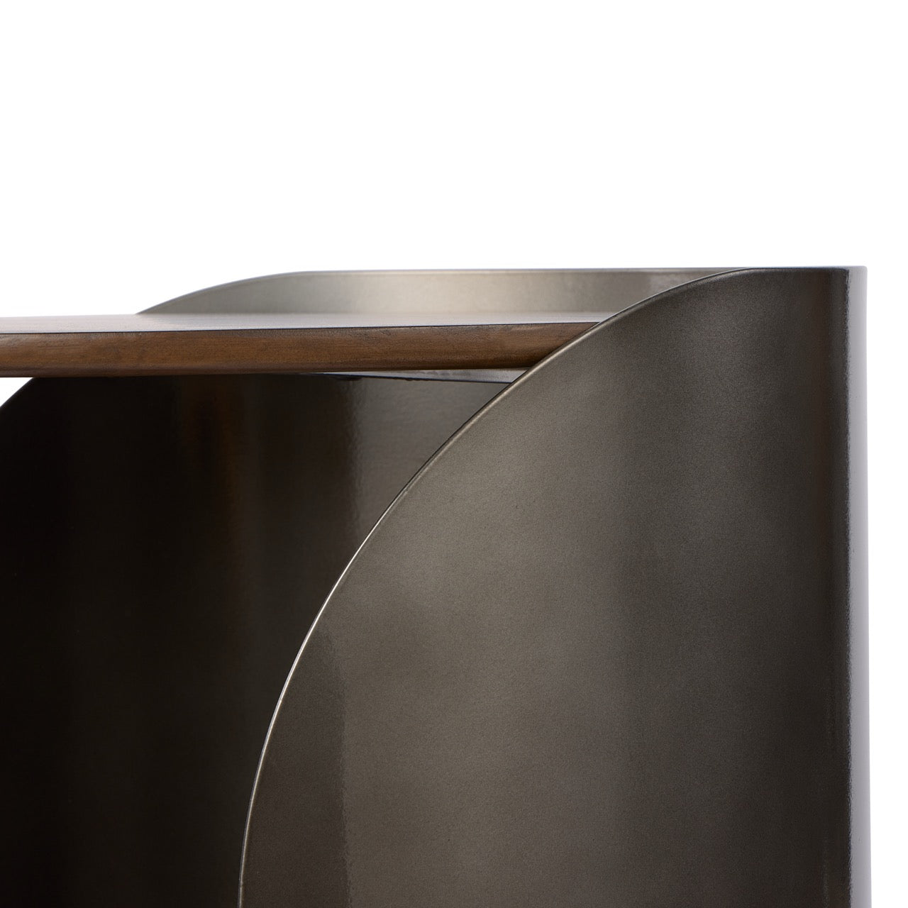 Asher Side Tables 2pcs Set Gunmetal & Walnut