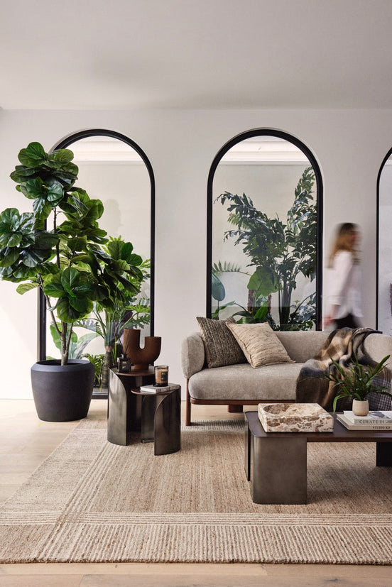 Asher Side Tables 2pcs Set Gunmetal & Walnut