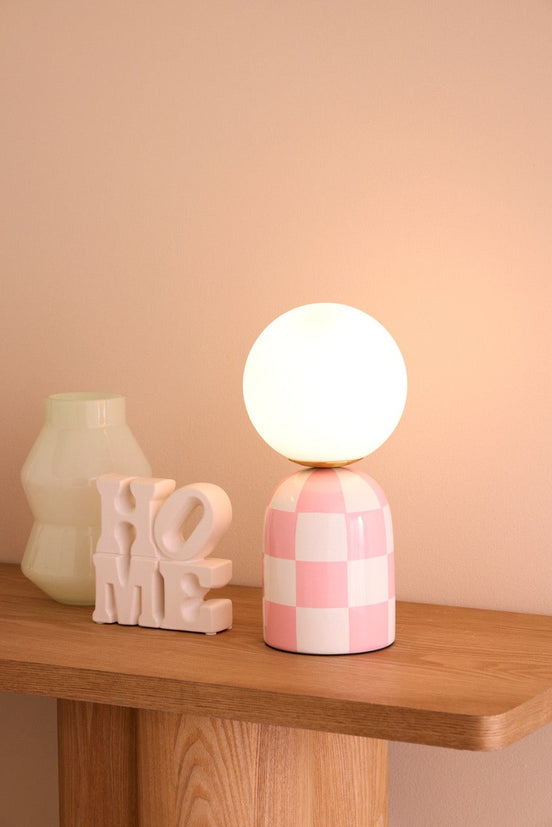 Emporium Archie Table Lamp Pink & White