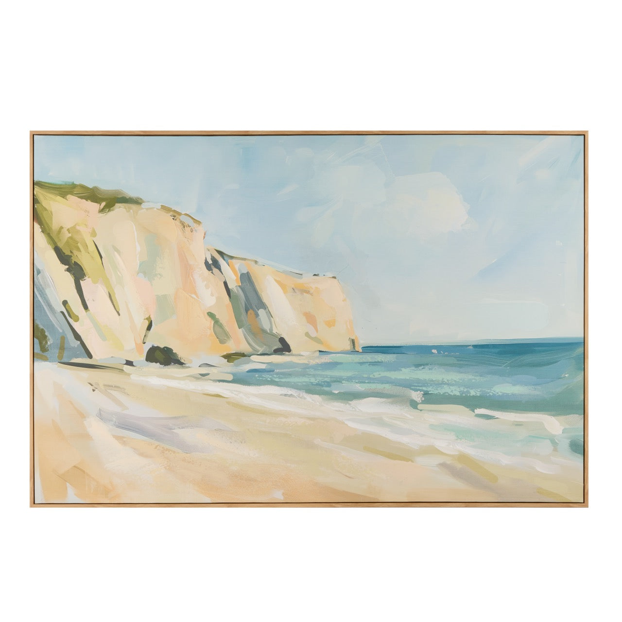Amalfi Carmel Hand Painted Wall Art Blue & Natural