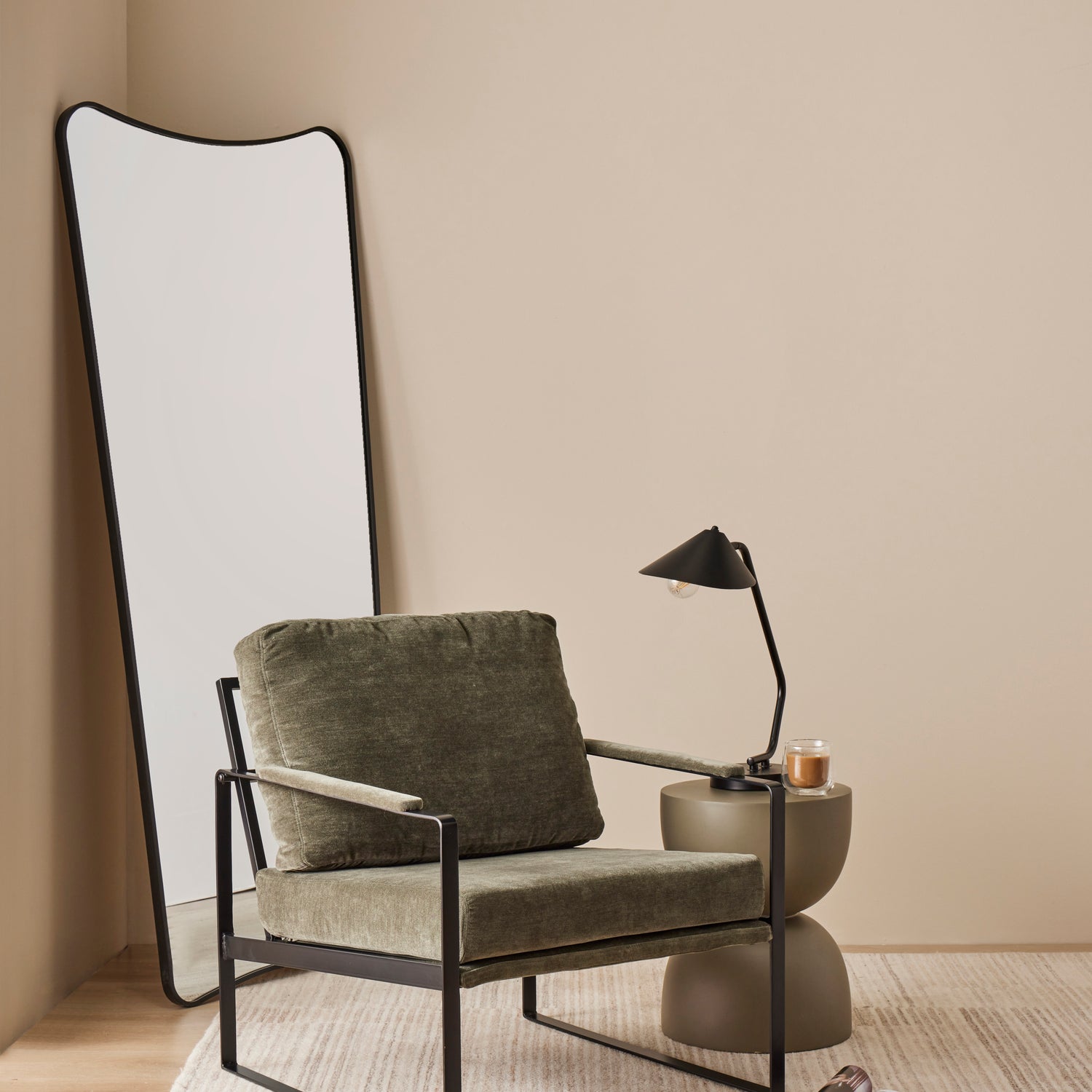 Zane Black Metal Floor Mirror Black