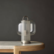 Grand Designs Chelsea Table Lamp Silver & Glass 25x25x32xcm
