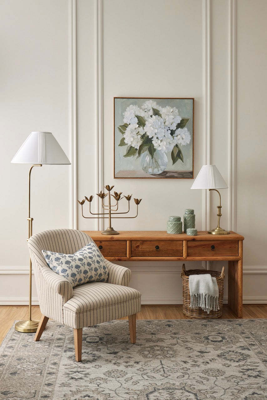 Society Home Reiss Table Lamp Antique Brass & White