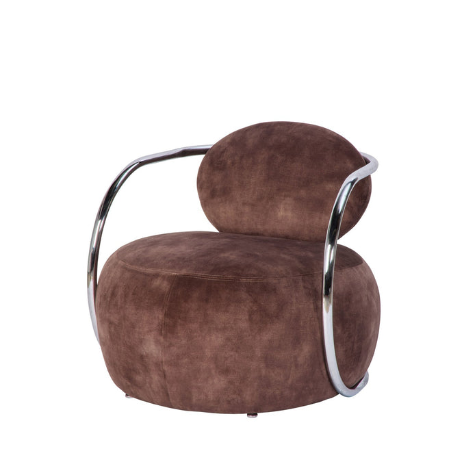 Jex Armchair Antique Brown and Brushed Chrome